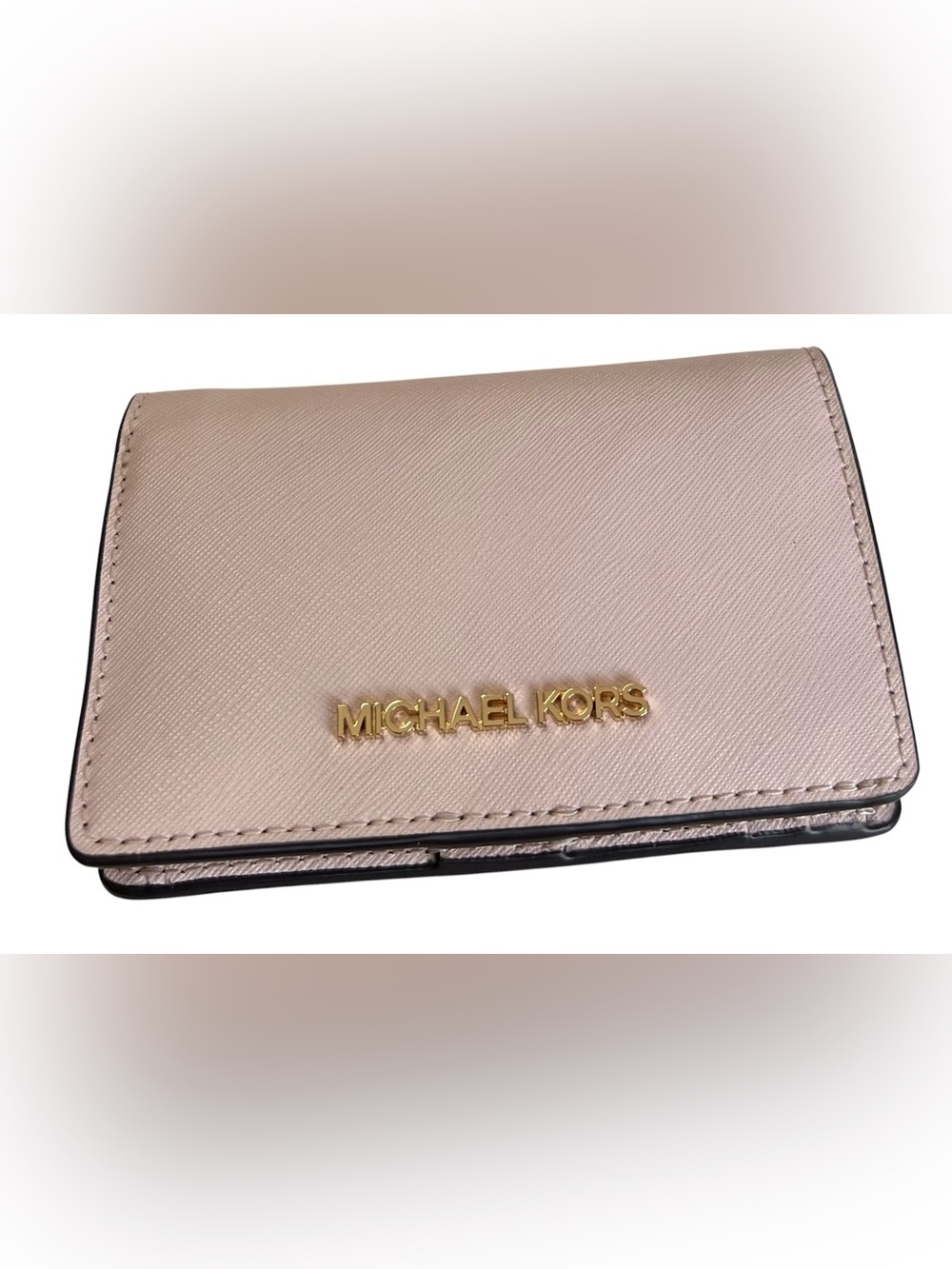 Michael Kors NWT Jet Set Medium Slim Wallet Leather In Powder Blush Pink Bifold